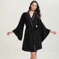 Long Sleeve Pure Color Sleepwear Designer Women Robe Sexy Bathrobe